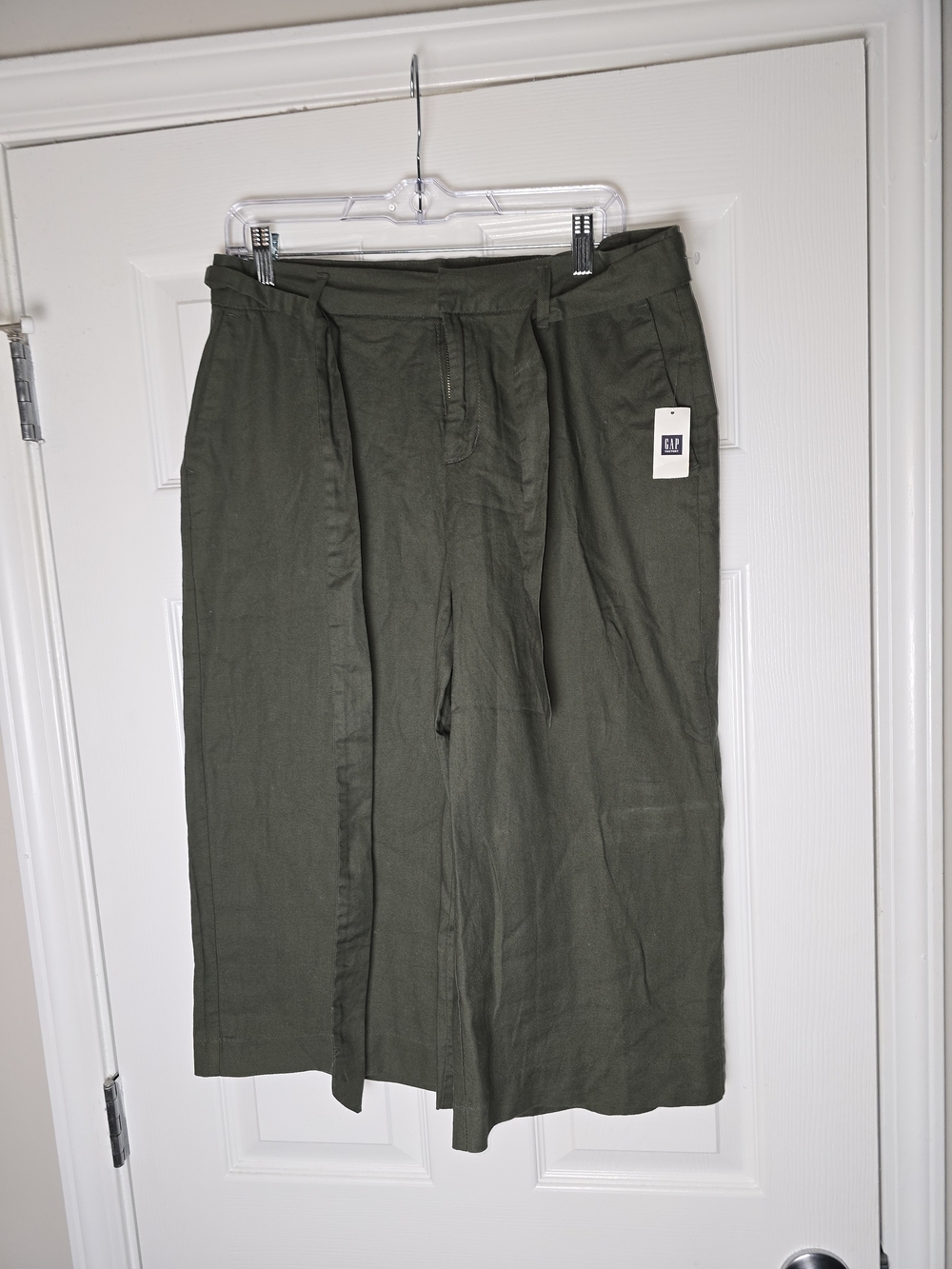 GAP Olive Green 100%  Cotton Cropped Wide-Leg Chinos Size 10